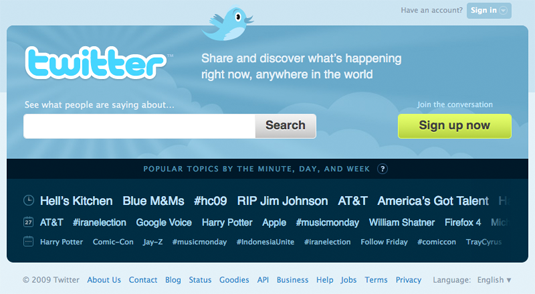 New Twitter home page