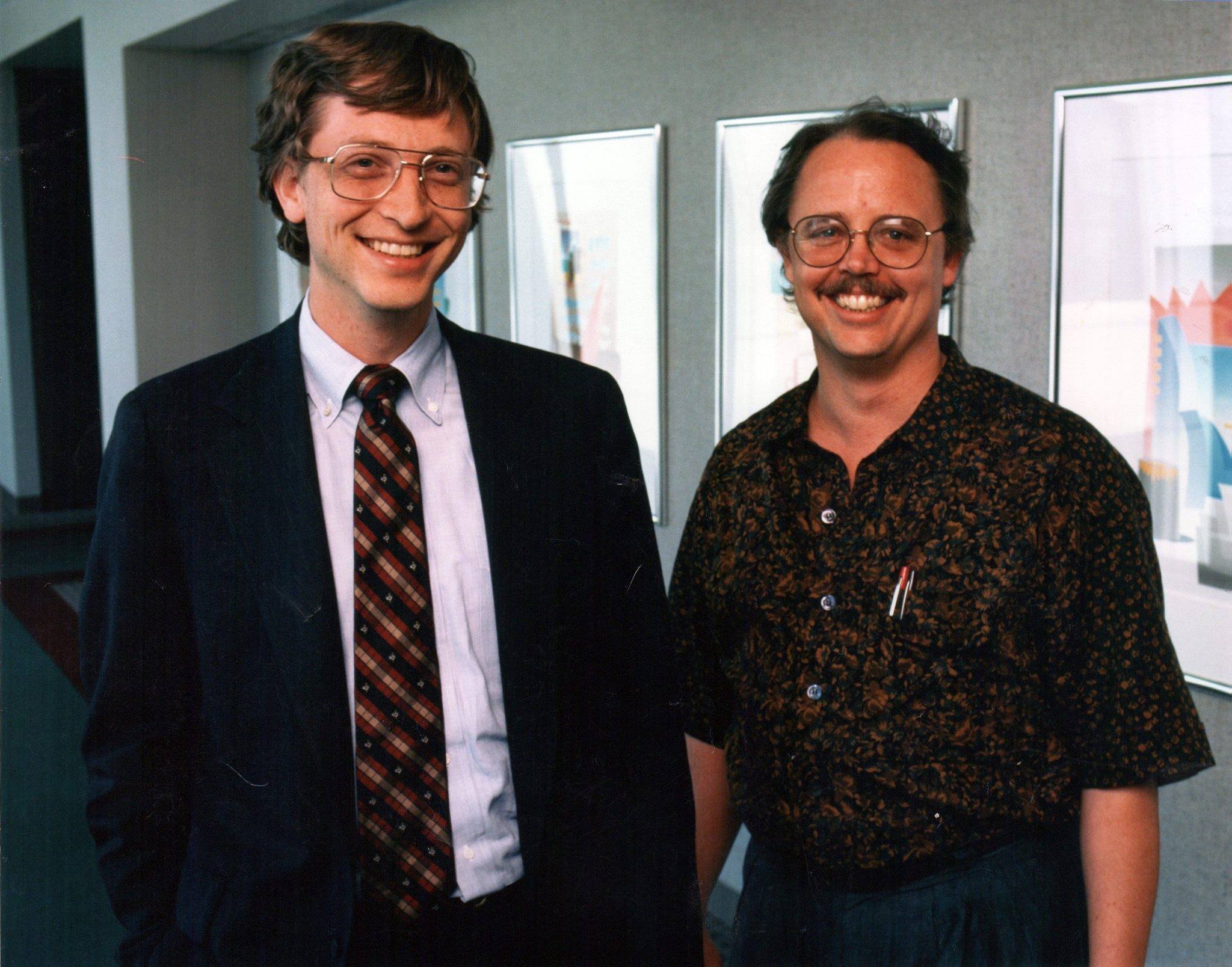 Bill Gates and David Bunnell at PC World's office in the 1980s